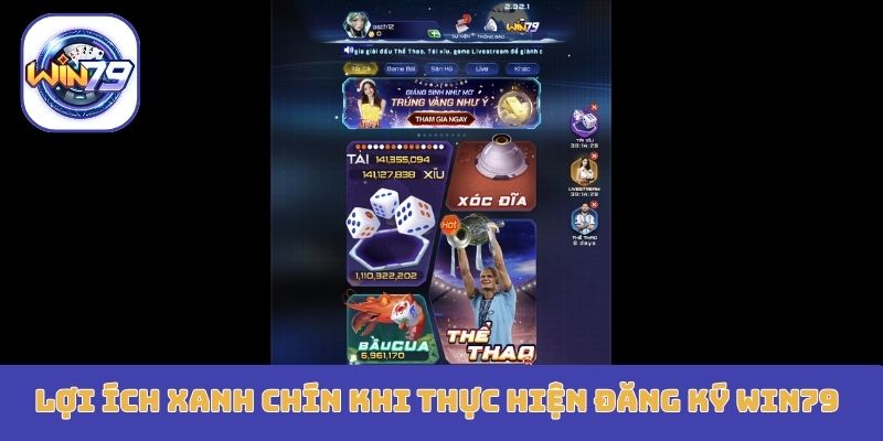 Lợi ích xanh chín khi thực hiện đăng ký Win79